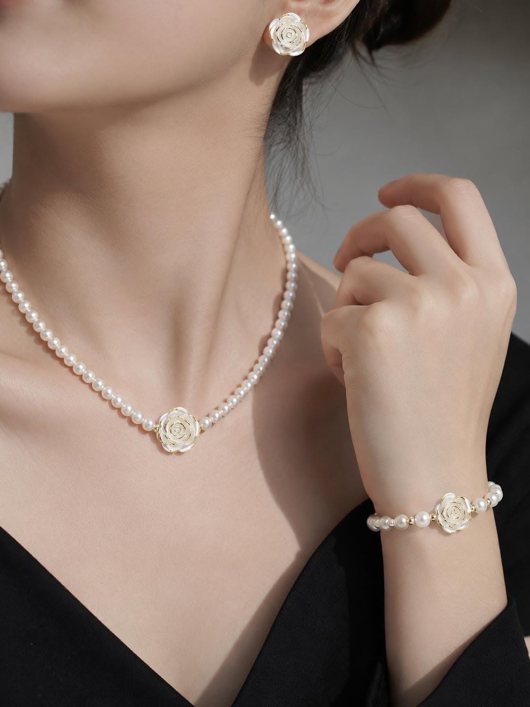 Set Trang Sức Ngọc Trai Hoa Trà - ảnh 4